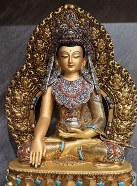 觉沃佛/觉悟佛/佛陀像/释迦佛/48cm尼泊尔释迦族鎏金手工佛像摆件
