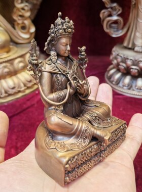 莲花生弟子/伽布/赤松德赞/梵天藏传10cm紫铜精品佛像摆件