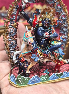 班丹拉姆/吉祥天母/吉祥天女/拉姆/12cm紫铜彩绘佛像梵天佛堂摆件