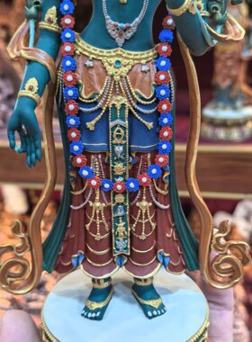 绿度母/度姆/立姿绿度母/卓玛/藏传23cm精品彩绘佛像佛堂供奉摆件