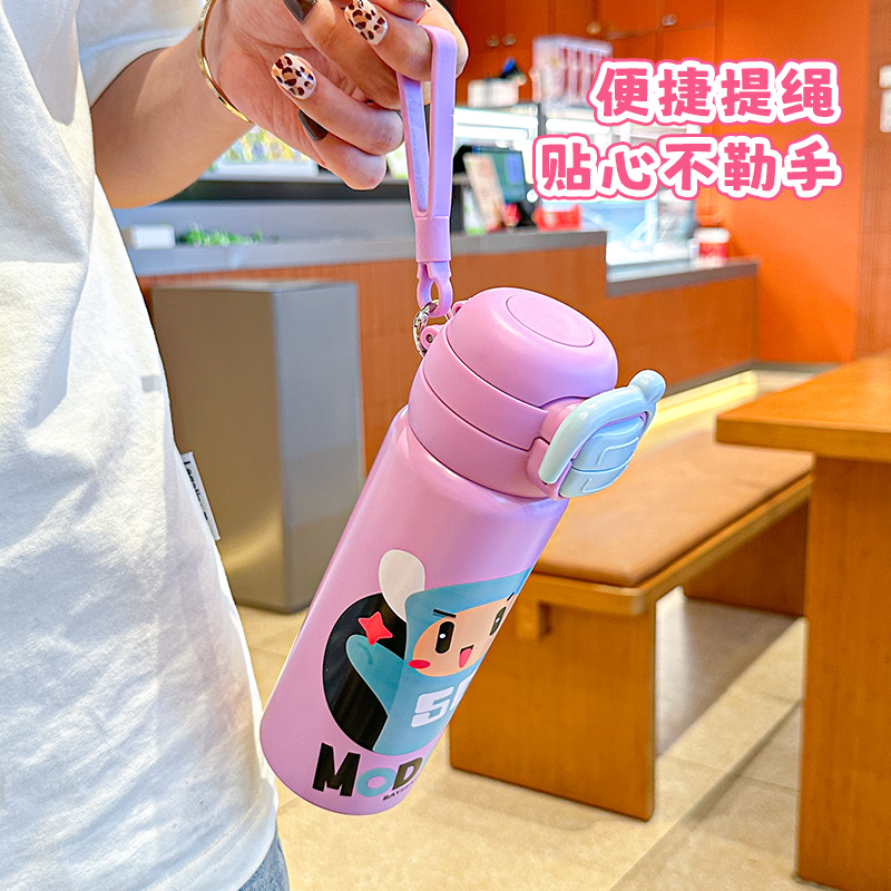 贝十八双饮儿童保温杯316不锈钢2025新款女生可爱小学生专用水杯