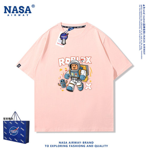 NASA AW彩色虚拟世界roblox罗布乐思游戏周边男女纯棉短袖夏半袖 - 图3