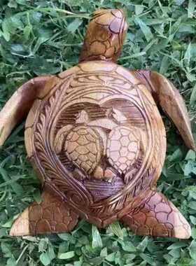 直销新款夏威夷海龟木质工艺品摆件仿真海洋动物花园庭装饰工艺手