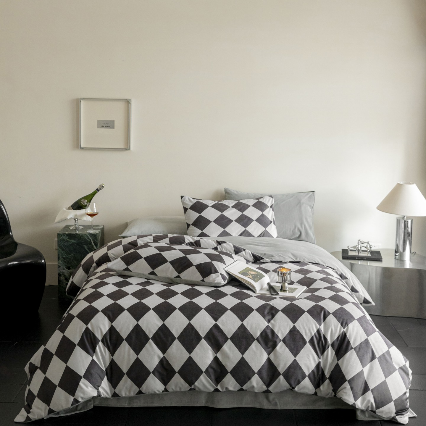 轻奢新法式德芙绒宝宝绒婴儿绒短毛牛奶绒四件套床单被套冬季格子 - 图3