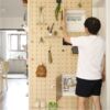 Hole board entrance hall custom meter box blocking storage wall wooden display rack solid wood partition storage rack
