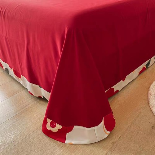 公主风100支印花婚庆四件套大红色全棉被套结婚床上用品婚嫁4 - 图2