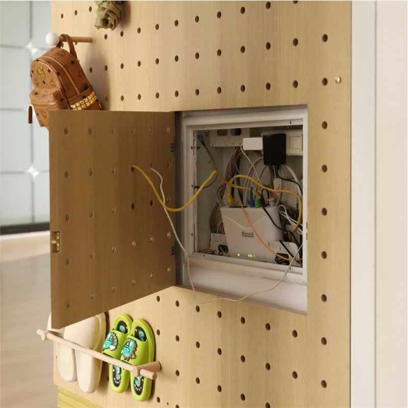Hole board entrance hall custom meter box blocking storage wall wooden display rack solid wood partition storage rack