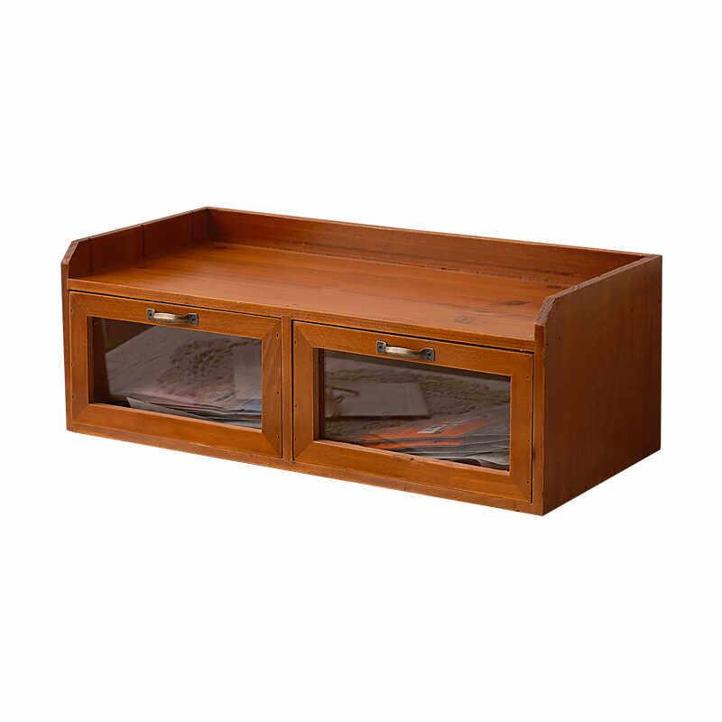 Wooden multi-grid storage rack retro desk stationery desktop storage box drawer cabinet dresser table cosmetics