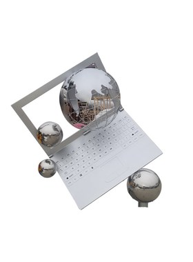 定制不锈钢地球仪雕塑户外广场校园景观发光球金属自转镂空球摆件