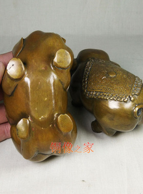 纯铜对猪摆件 仿古 招财进宝十二生肖猪 吉祥对猪 铜器摆设