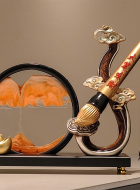 大笔发财招财流沙画摆件玄关客厅办公室收银前台装饰乔迁开业礼品