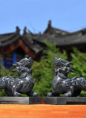 石石头青石貔貅一对家用石刻皮休皮丘门口门前看门客厅摆件小