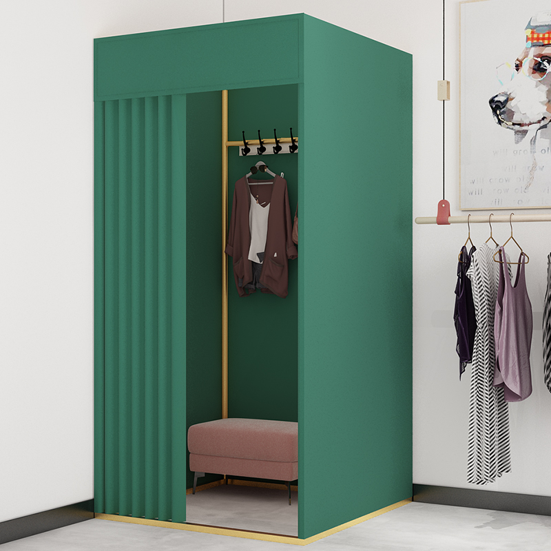 服装店移动试衣间门帘临时活动简易更衣室轨道便携式换衣间展示架 - 图0