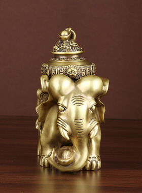 纯铜大象摆件一对吸水象铜象招财工艺品家居乔迁办公室客厅装饰品