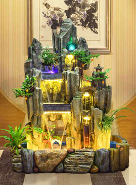 大型落地假山流水喷泉室内造景露台庭院装饰循环水鱼池水景观摆件