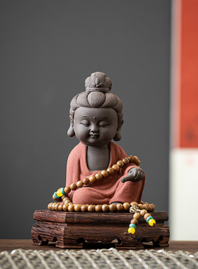 速发新中式禅意小和茶家居客厅摆件观音如工尚宠桌面来艺品造景装