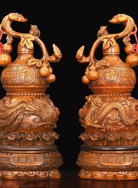 速发福禄临门业芦摆件龙凤如意客厅玄关酒柜办公室装饰店铺开葫礼