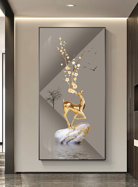 速发玄关画装大画寓意好轻奢走廊尽头挂画竖版玄气饰幻过道墙壁画