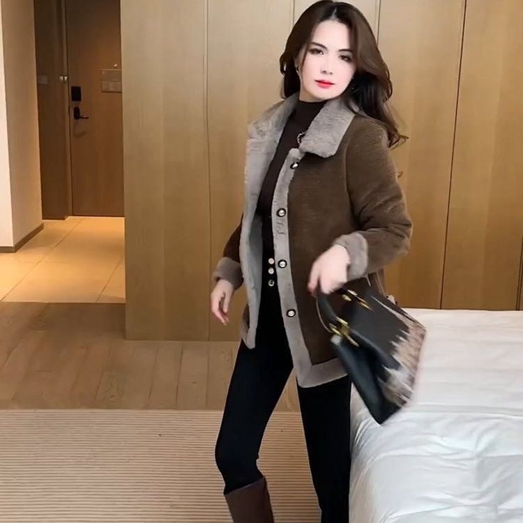 妈妈装毛呢外套加绒加厚2025秋冬季短款女装时尚百搭保暖洋气棉衣,淘宝优惠券,粉丝福利购,淘宝优惠卷