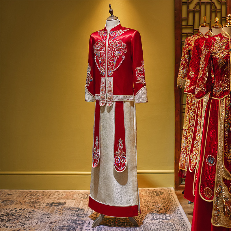 秀禾服男士2023新款中式结婚礼服新郎接亲服大码唐装男敬酒龙凤褂,淘宝优惠券,粉丝福利购,淘宝优惠卷