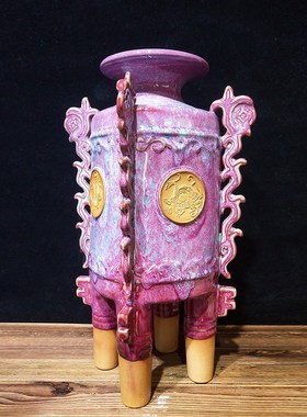 神垕钧瓷花瓶摆件钧窑窑变中式花器陶瓷居家办公室客厅装饰工艺品