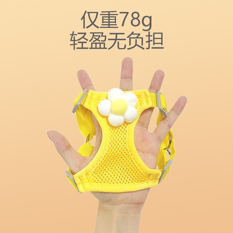 猫咪牵引绳夏季网面透气小猫狗狗胸背带防挣脱遛猫绳子外出专用链 - 图3