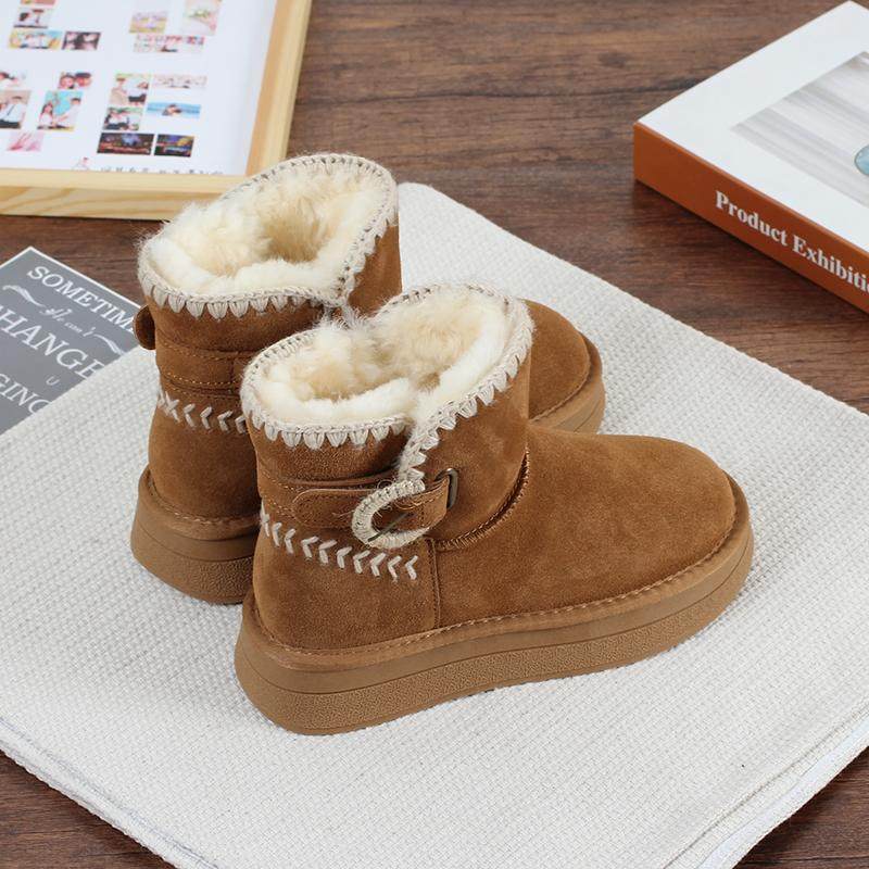 羊毛雪地靴女短筒冬季2025年新品明星款皮毛一体短靴保暖毛线棉鞋,淘宝优惠券,粉丝福利购,淘宝优惠卷