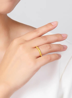 庆大福黄金樱花戒指女