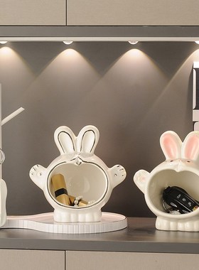 速发收纳兔子摆件玄关入户轻奢门意饰口鞋柜桌面置物架装创品