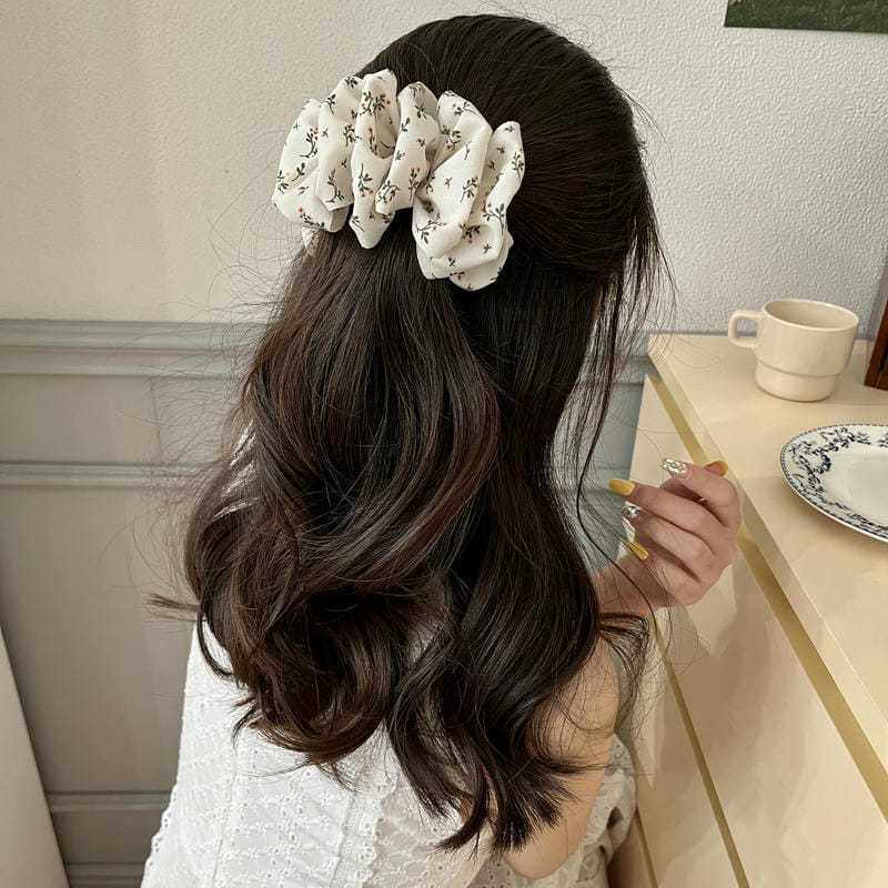 巨显发量!横着夹!新款褶皱云朵泡泡波点碎花甜妹氛围感香蕉夹发夹,淘宝优惠券,粉丝福利购,淘宝优惠卷