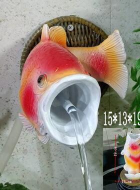 简约喷水鱼出水口装饰屋顶阳台排水口鱼嘴水池背景墙壁挂吐水雕塑