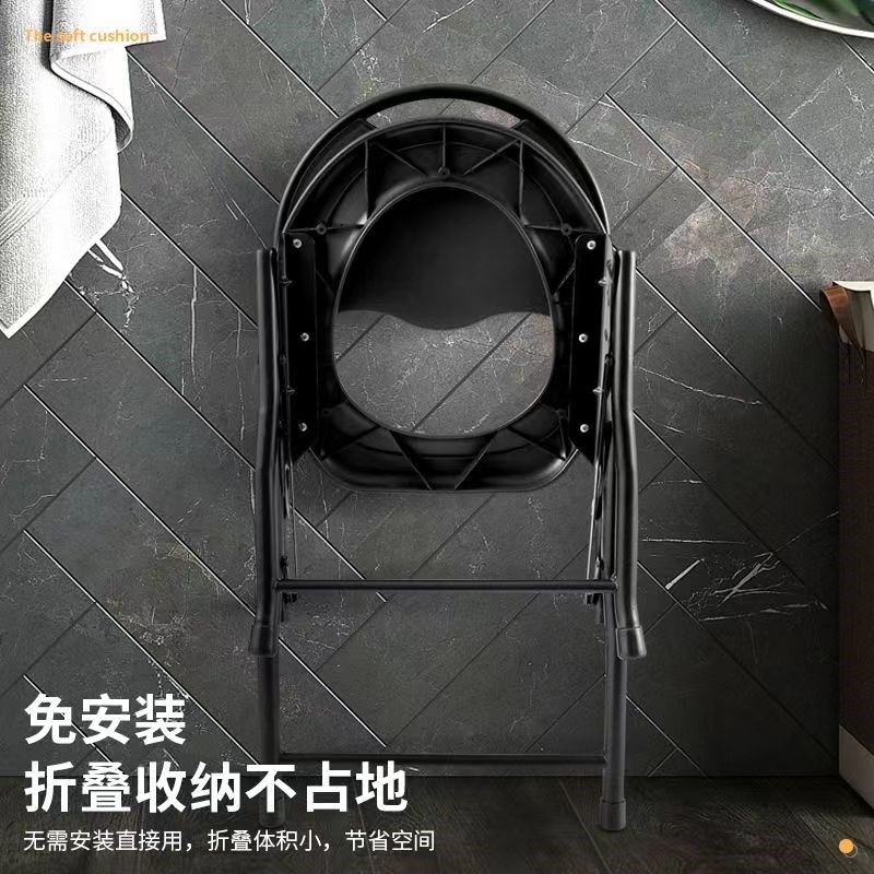 孕妇坐便椅老人坐便器残疾助便凳碳钢折叠坐便凳蹲坑神器大便凳 - 图1