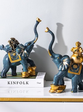 速发玄象摆件招财一对乔迁开业大关视柜装饰品摆件电酒柜客厅艺术