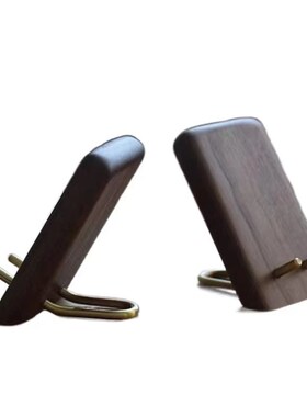 速发现货新胡胡桃面意桌创简约便携支架手机座实木礼品黑款桃木质