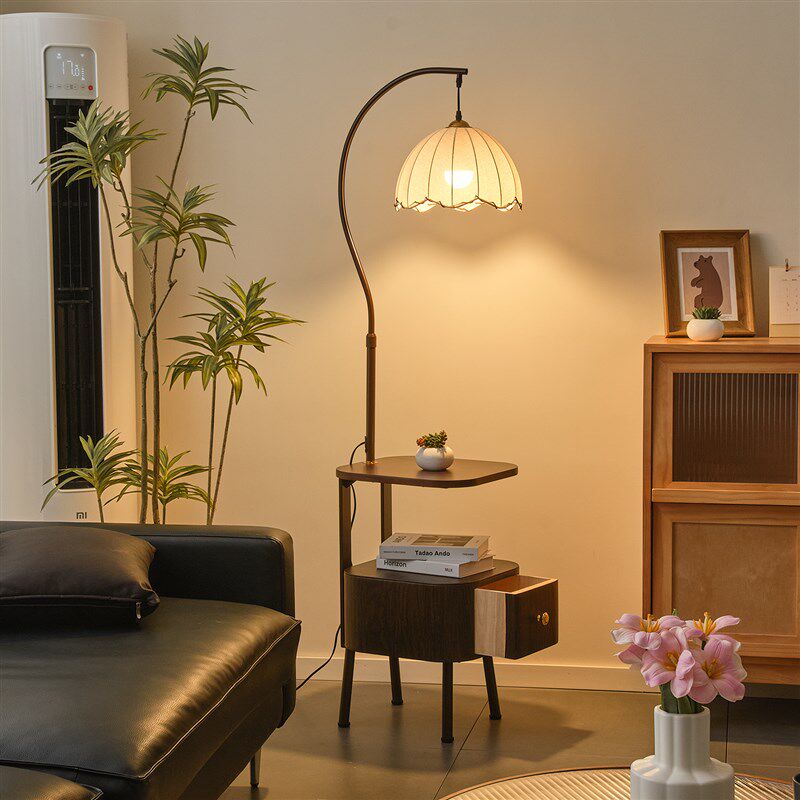 落地灯置物d架客厅卧室沙发旁边几床头柜一体法式中古氛围艺术台,淘宝优惠券,粉丝福利购,淘宝优惠卷