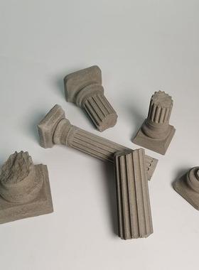 建筑废墟欧式破损罗马柱水泥混凝土鱼缸造景创意装饰布景桌面摆件