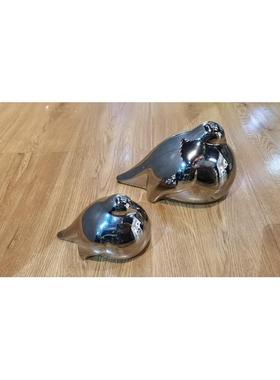 新中式现代黑色白色金色陶瓷小鸟动物摆件样板间书房博古架装饰品