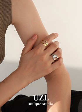 可调节开口食指戒指女时尚个性小众设计高级感金色尾戒2024年新款