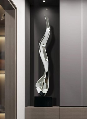 现代简约抽象雕塑客厅玄关落地瘦高款壁龛细长型艺术摆件工艺品