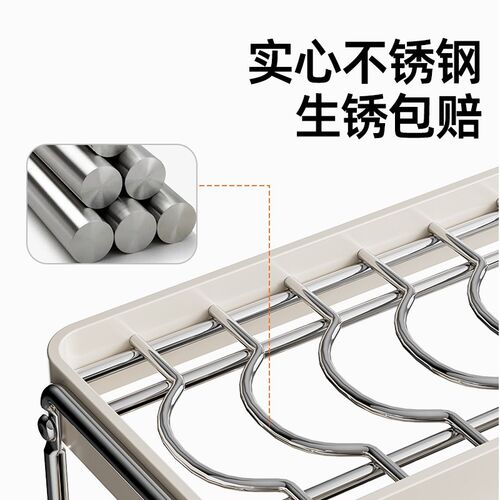 不锈钢碗盘c架餐具收纳架厨房置物架抹布碗碟沥水晾碗架碗筷沥水 - 图3