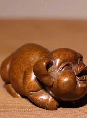 实心铜猪生肖猪茶宠小摆件仿v古玩小铜器铜雕手把件工艺品茶道配