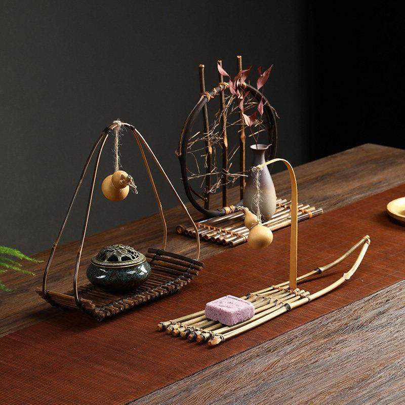 手工竹排葫芦饰品自然桌面装饰茶点托盘小吃托盘碟子杯垫香炉基地,淘宝优惠券,粉丝福利购,淘宝优惠卷