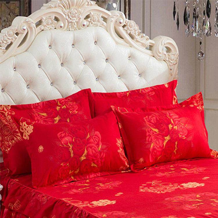 结婚喜庆大红色单品枕头套加厚磨毛枕芯套单件枕套一对装48*74cm,淘宝优惠券,粉丝福利购,淘宝优惠卷