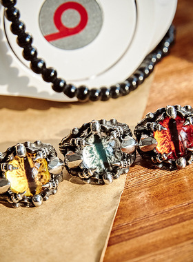 狂饰风男士戒指潮霸气至尊魔瞳骷髅指环朋克复古欧美摇滚嘻哈饰品