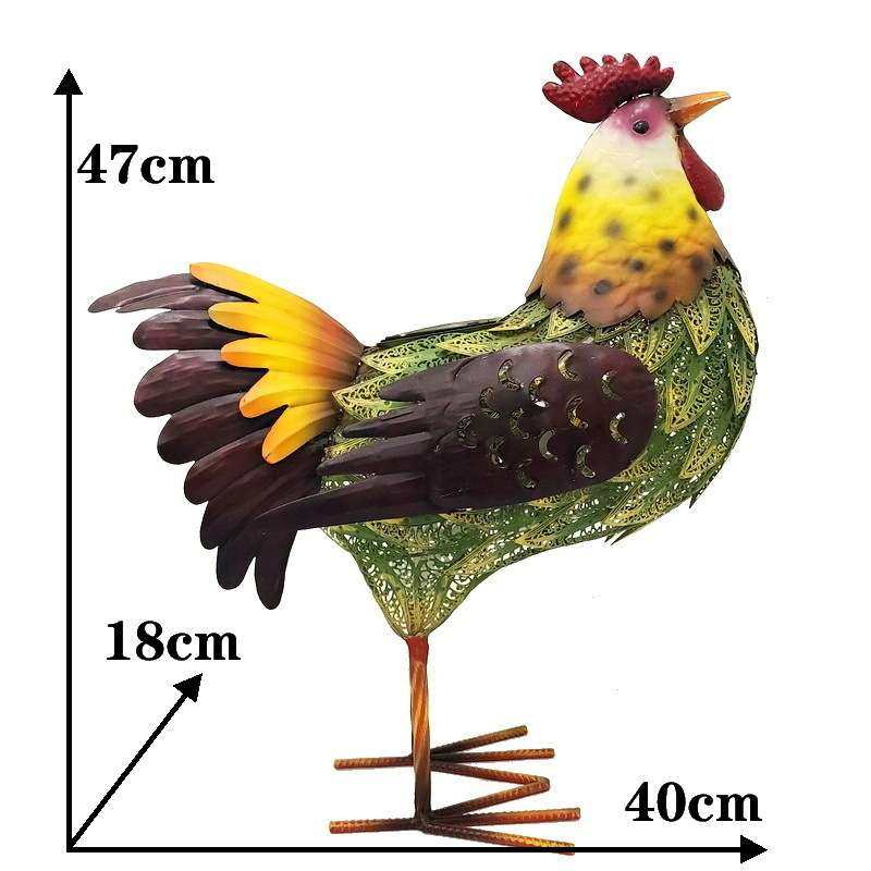 外贸热销田园风彩绘发光太阳能灯彩色灯铁艺动物装饰母鸡落地摆件,淘宝优惠券,粉丝福利购,淘宝优惠卷