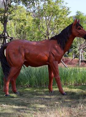 大型仿真骏马户外园林景区玻璃钢雕塑店面农牧场庭院草坪布置摆件