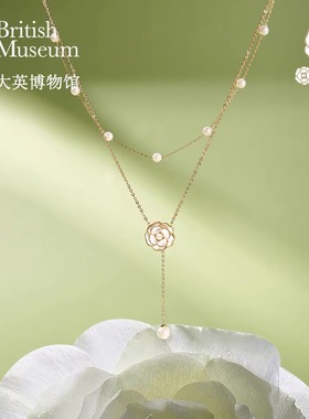 大英博物馆欧洲文化艺术白色山茶花项链女士女友闺蜜生日礼物