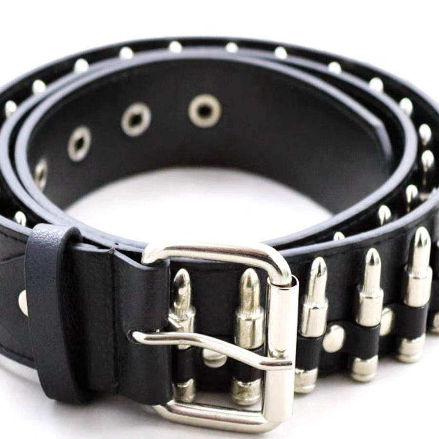 子弹y2k欧美腰带ins朋克铆钉皮带时尚百搭女士个性男女牛仔裤装饰