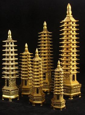 纯黄铜13层文昌塔摆件9层十三层办公室桌书房装饰黄铜塔