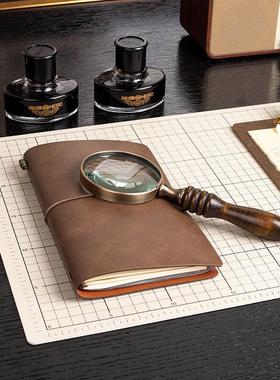 欧式样板间书房装饰摆饰样板房书桌软装覆古笔记本手稿钢笔放大镜